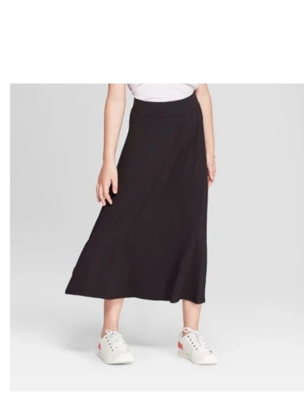Black Midi Skirt - Flowing A-Line Style